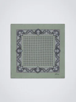 Aqua green and charcoal grey silk pocket square