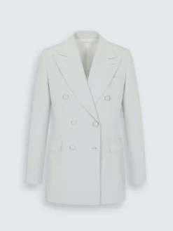 Aqua green silk cady double-breasted Flavia jacket