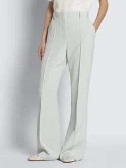 Aqua green silk cady flare trousers
