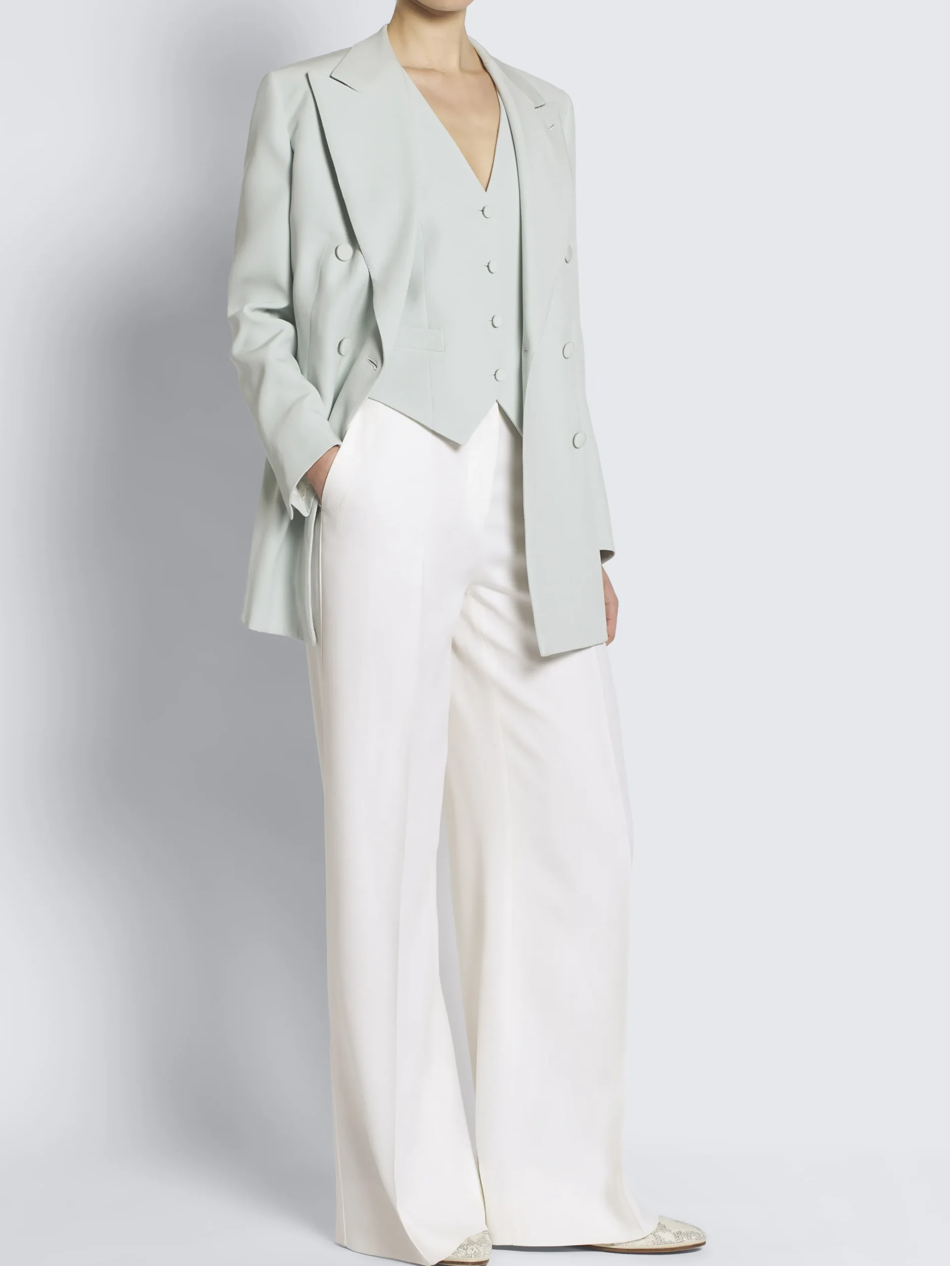 Aqua green silk cady waistcoat