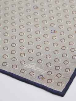 Beige and brown silk pocket square