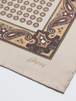 Beige and pink silk pocket square