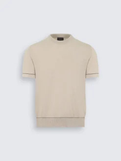 Beige and white cotton and calf leather braided belt