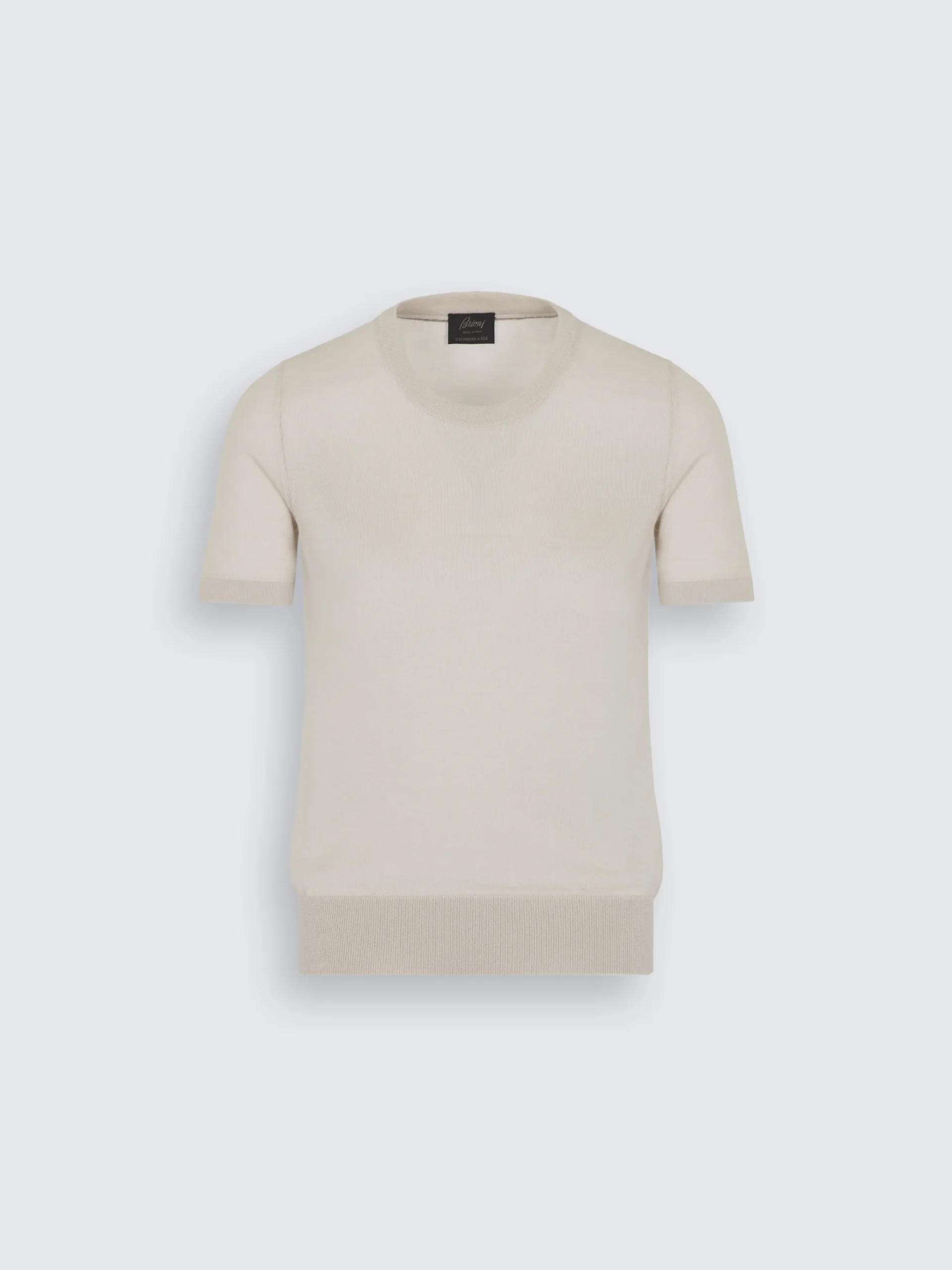 Beige cashmere and silk T-shirt