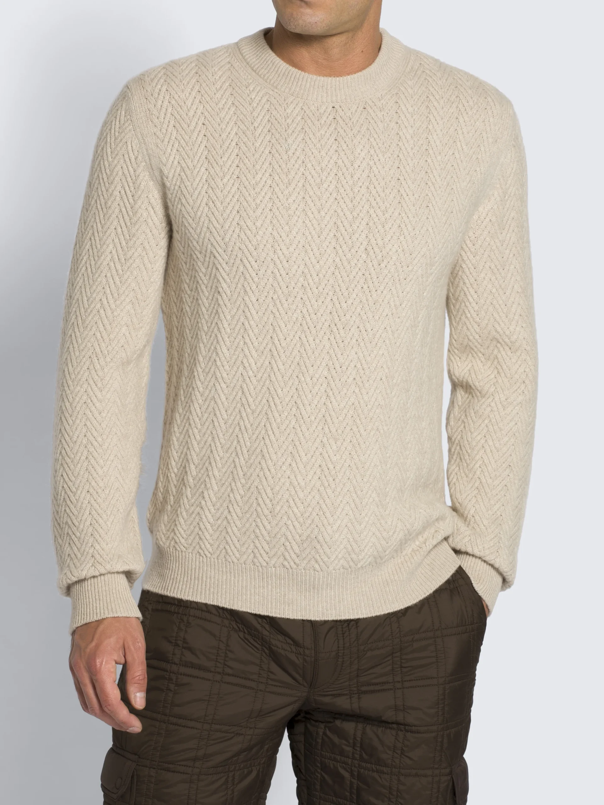 Beige cashmere and vicuña sweater