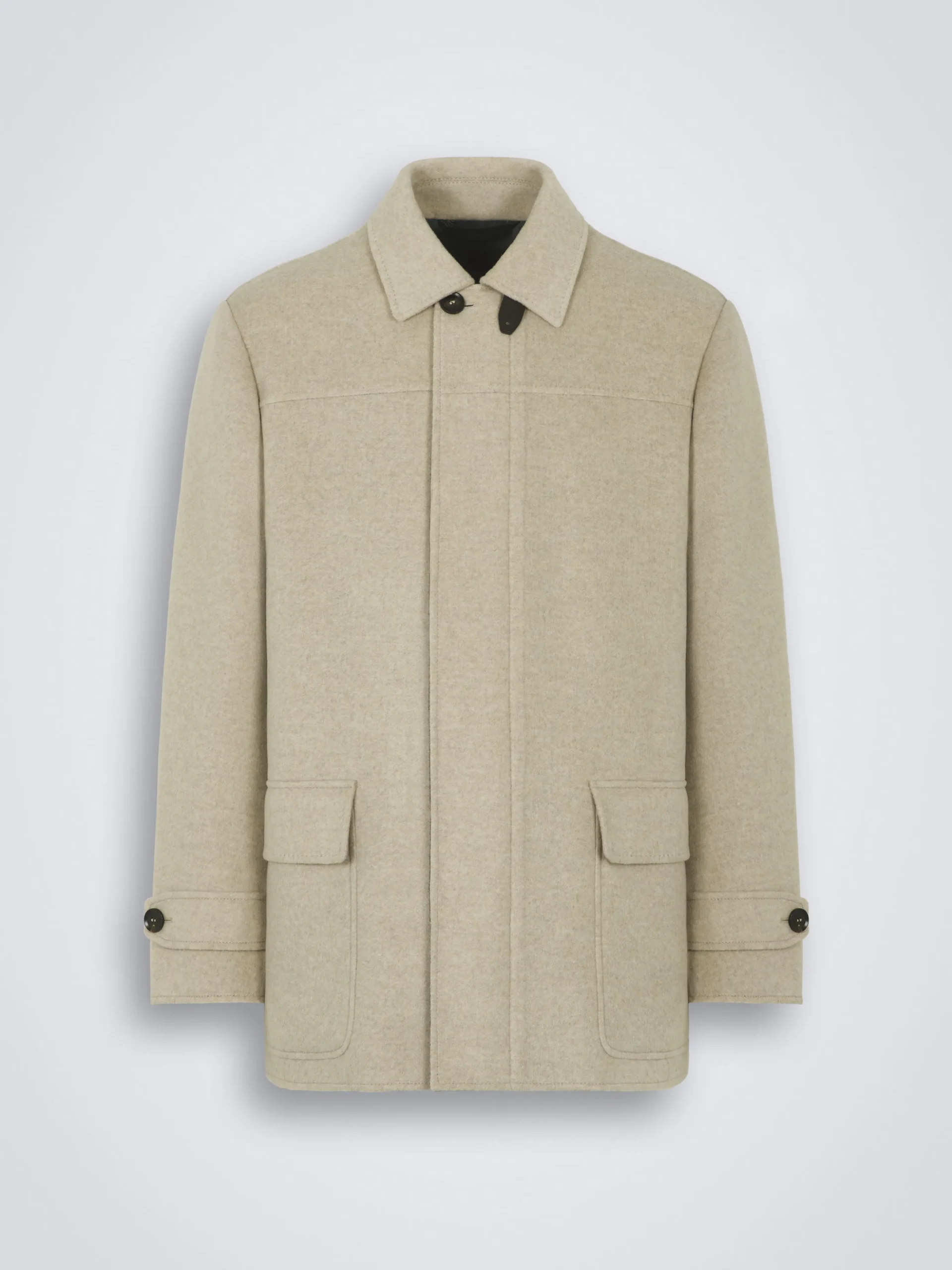 Beige cashmere double-splittable field jacket