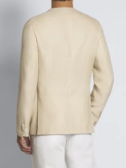 Beige linen, wool and silk Jardigan