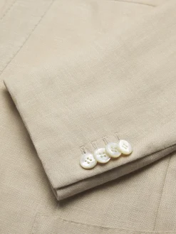 Beige linen, wool and silk Jardigan