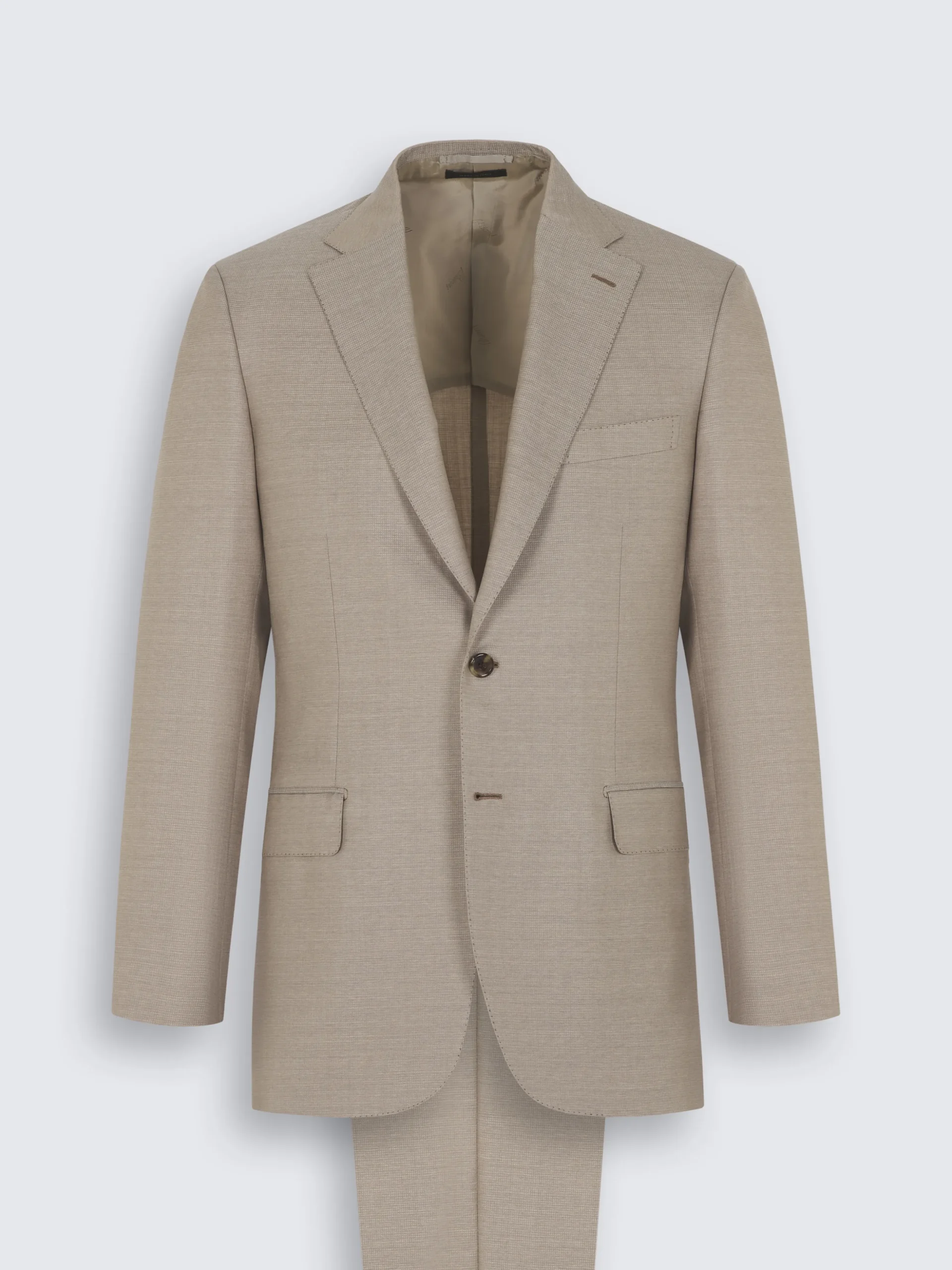 Beige micro-checked Super 150's wool and silk Brunico suit