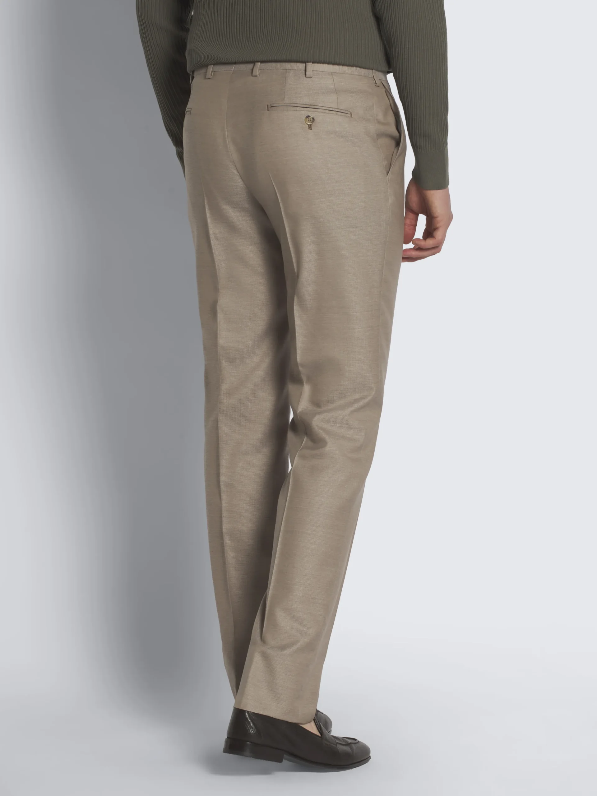 Beige micro-checked Super 150's wool and silk Brunico suit