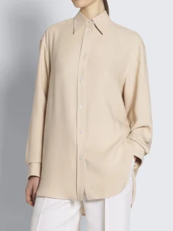 Beige silk cady shirt