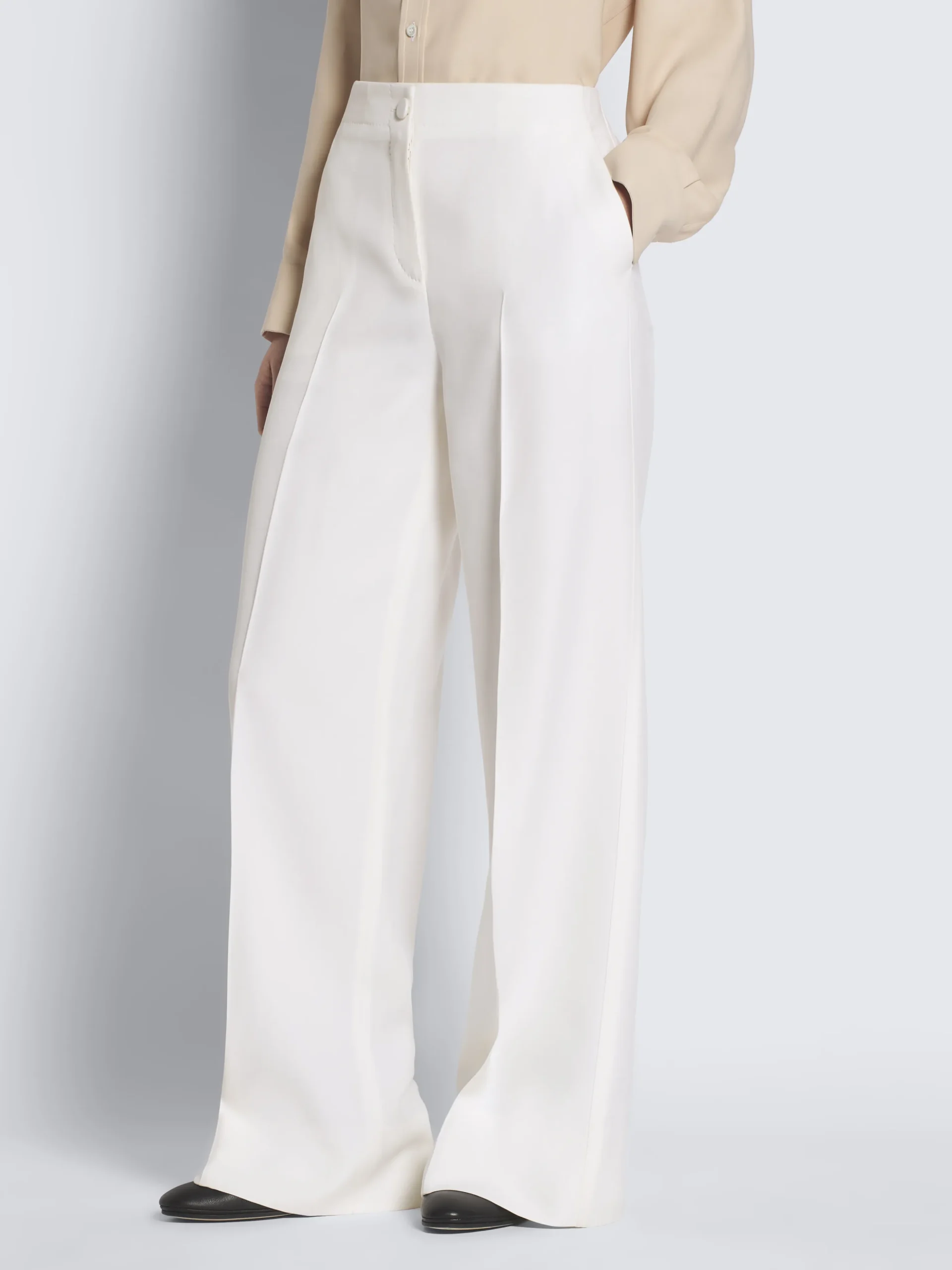 Beige silk cady shirt
