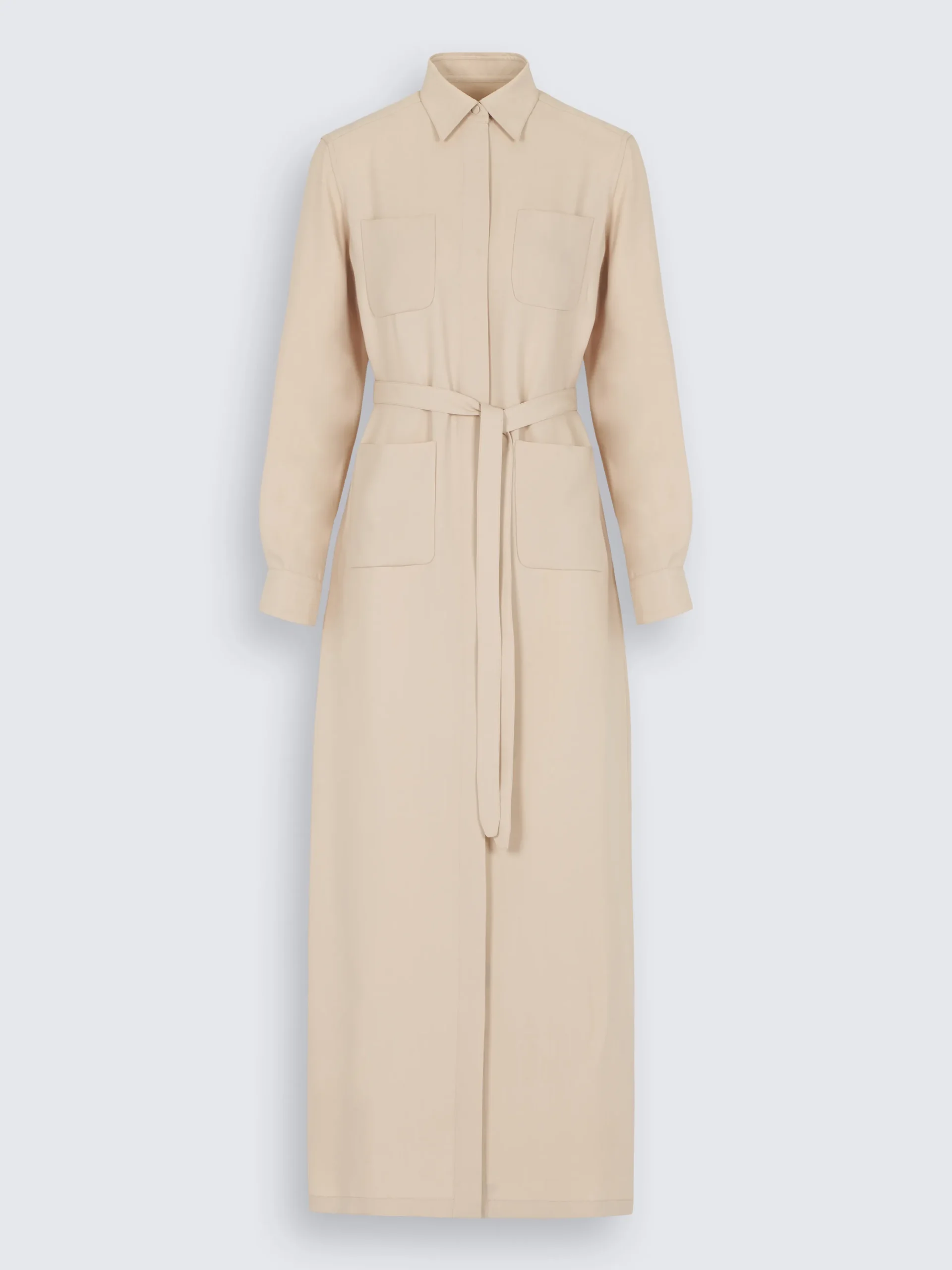 Beige silk cady workwear shirt dress