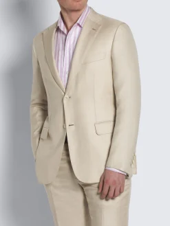 Beige silk, cashmere and linen slab twill Ravello jacket