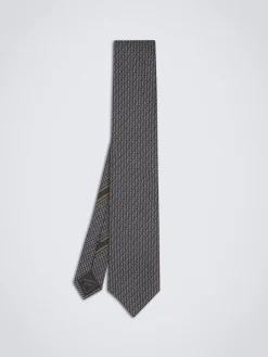 Black and dark grey micro motif jacquard silk tie