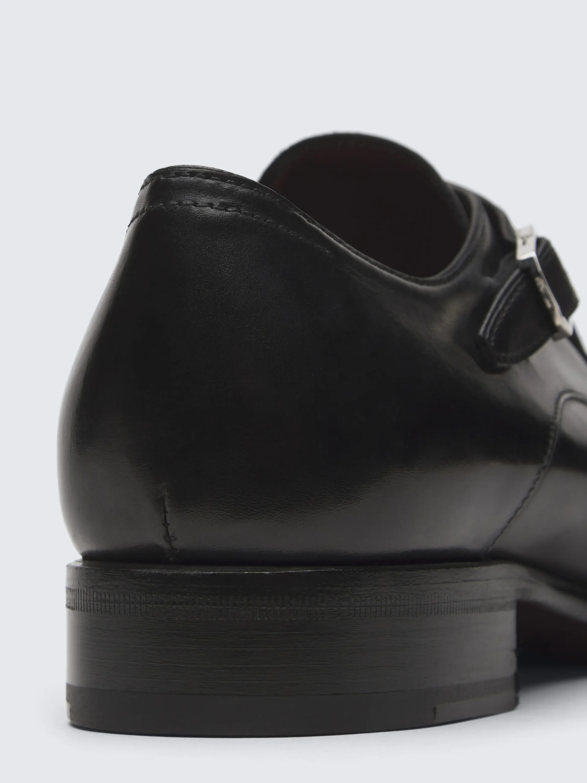 Black calf leather double monk Milano shoes