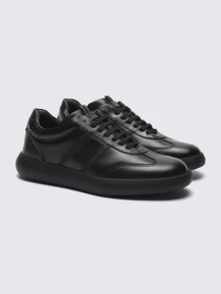 Black calfskin and alligator Olympia sneakers