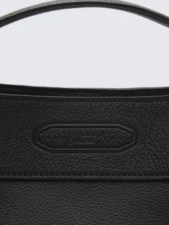 Black calfskin top handle bag