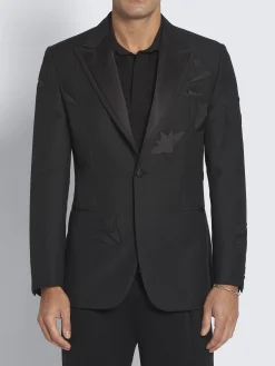 Black cashmere, wool and mohair Narciso tuxedo jacket
