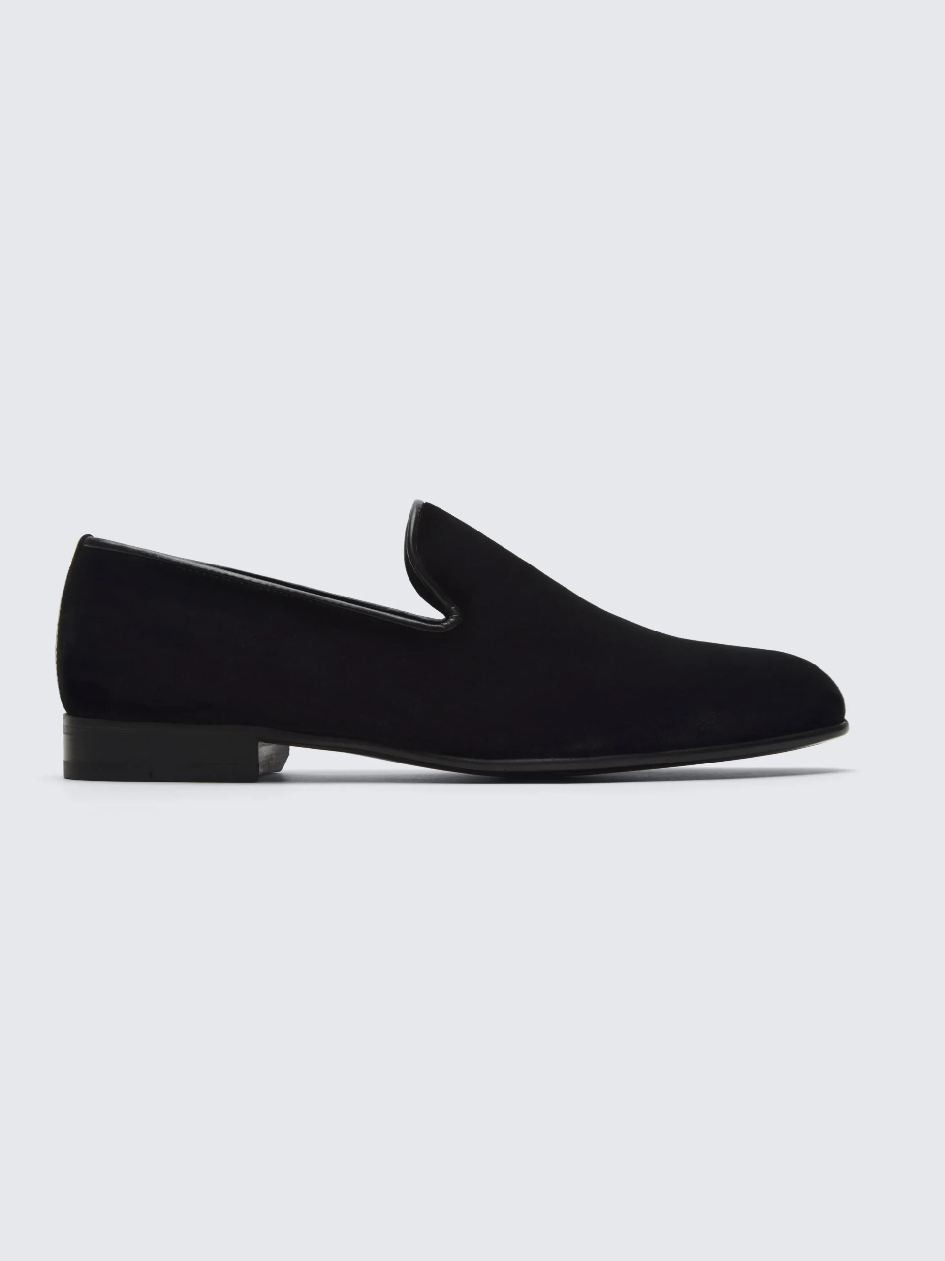 Black cotton velvet evening loafers