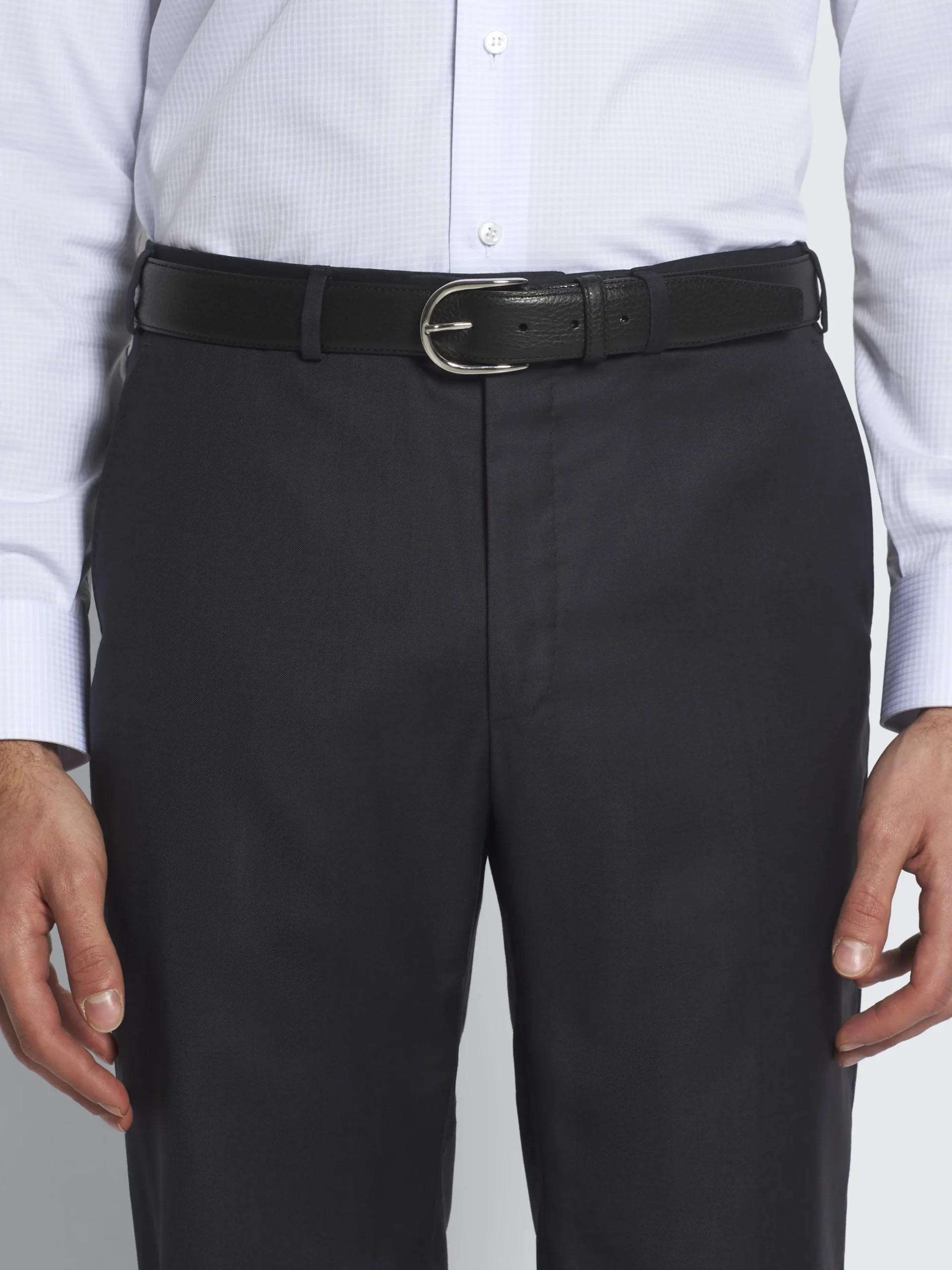 Black grained calf leather belt