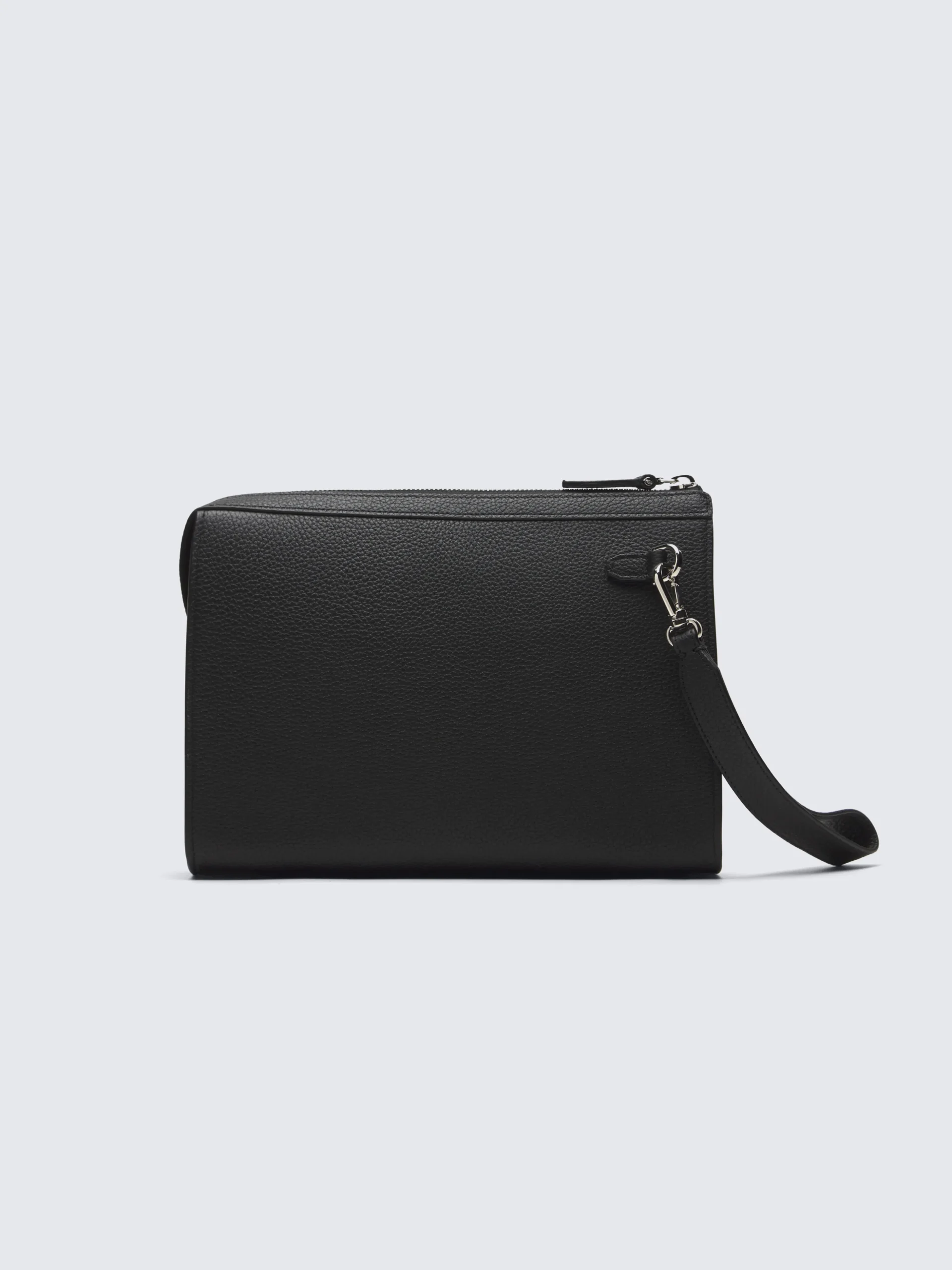 Black grained calf leather pouch
