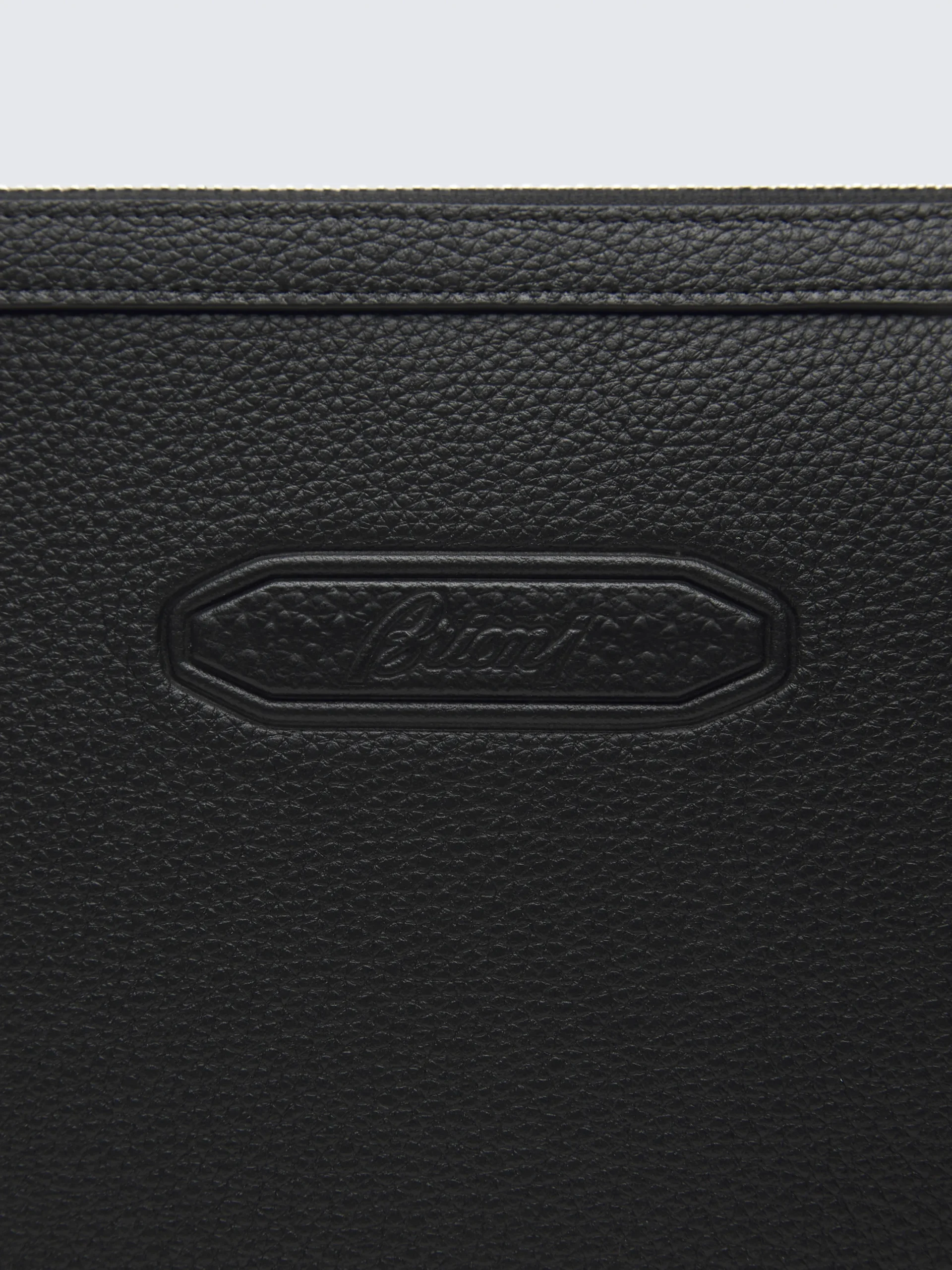 Black grained calf leather pouch