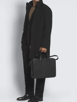 Black grained leather briefcase