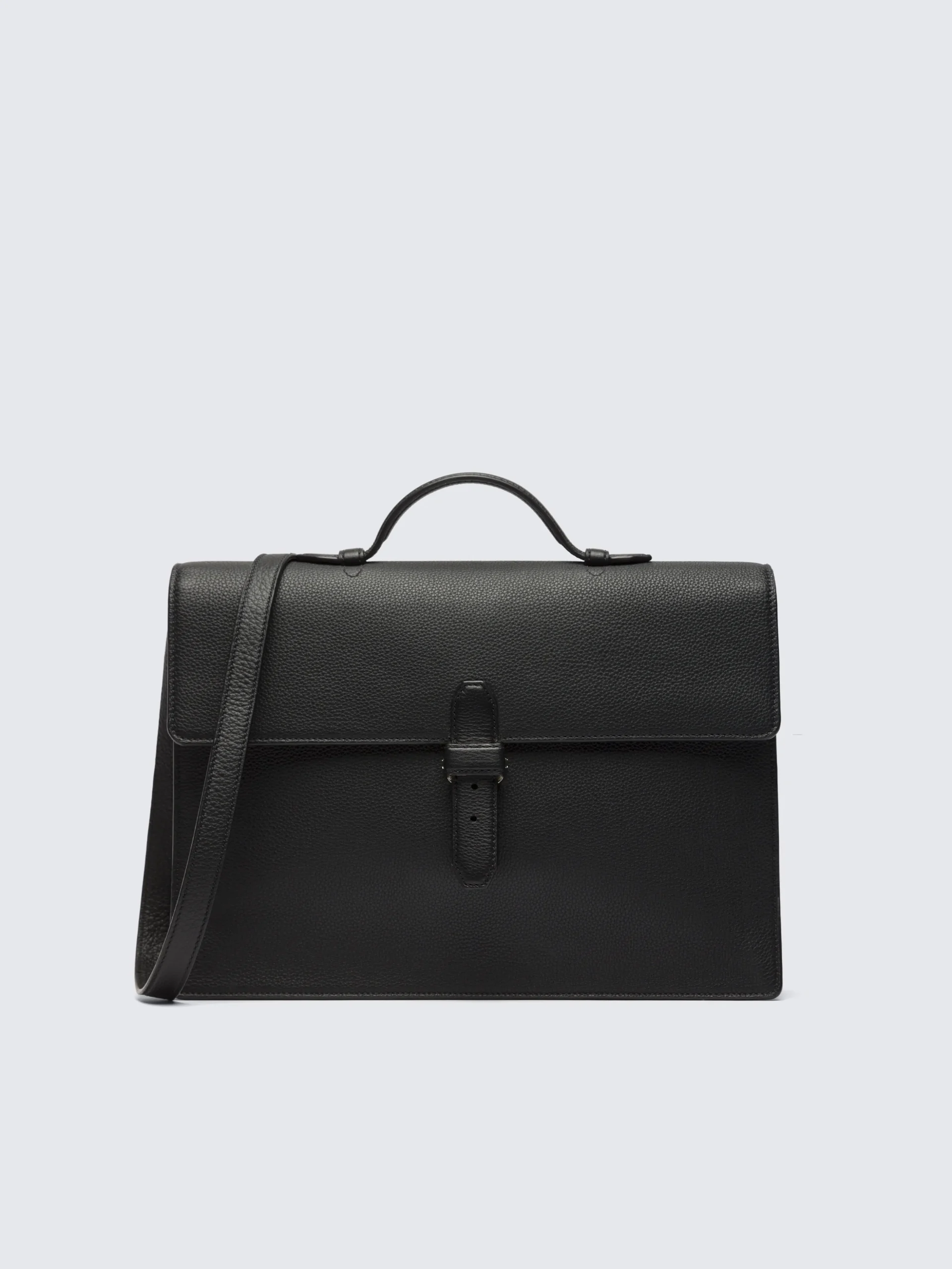 Black grained leather briefcase