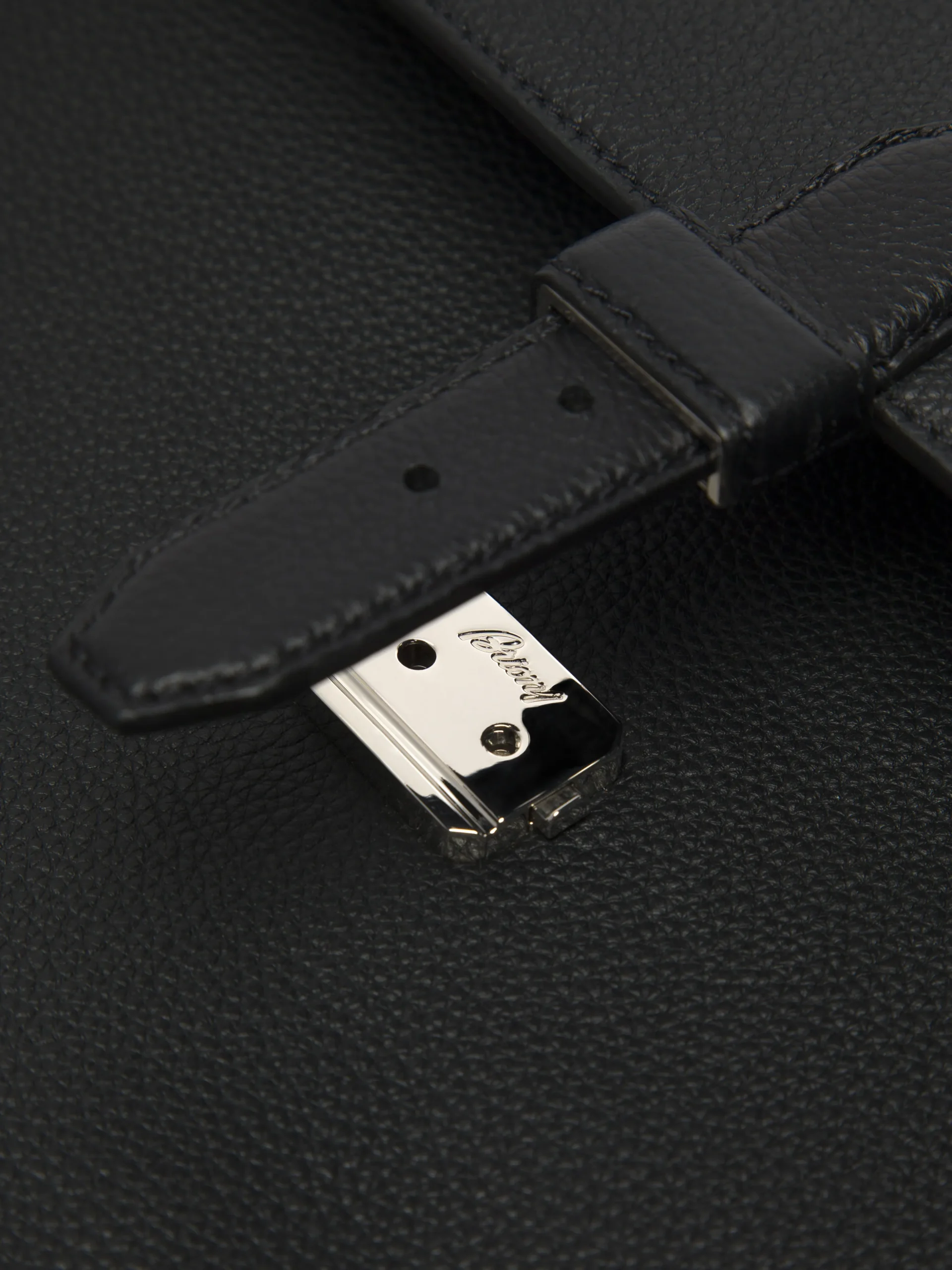 Black grained leather briefcase