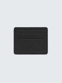 Black grained leather card holder