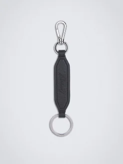 Black grained leather key holder