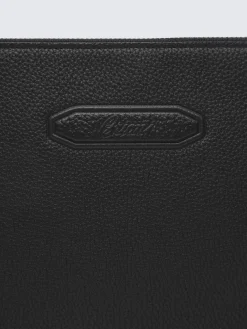 Black grained leather small pouch
