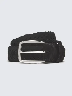 Black nubuck braided belt