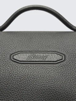 Black nylon and grained calf leather backpack