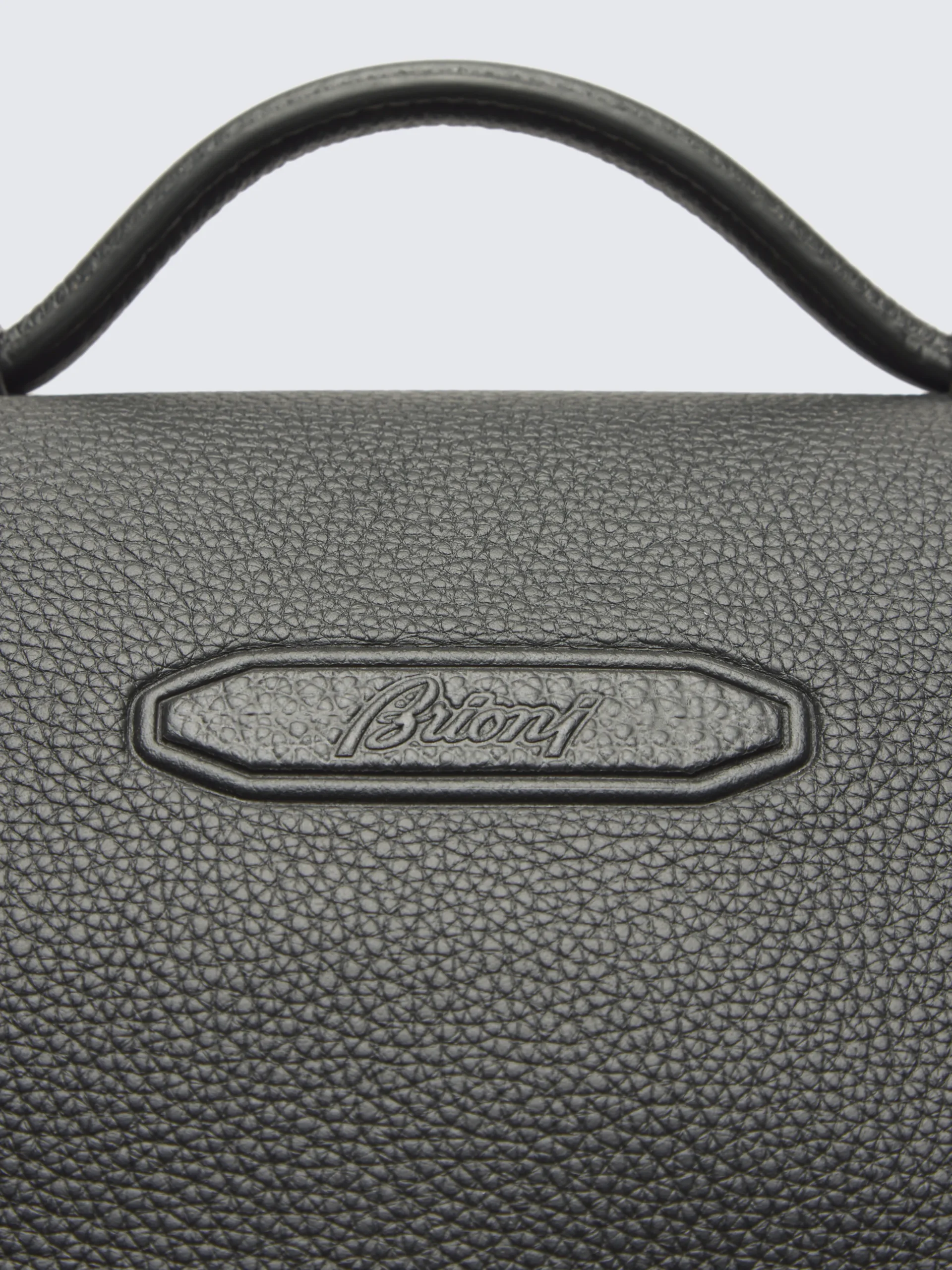 Black nylon and grained calf leather backpack