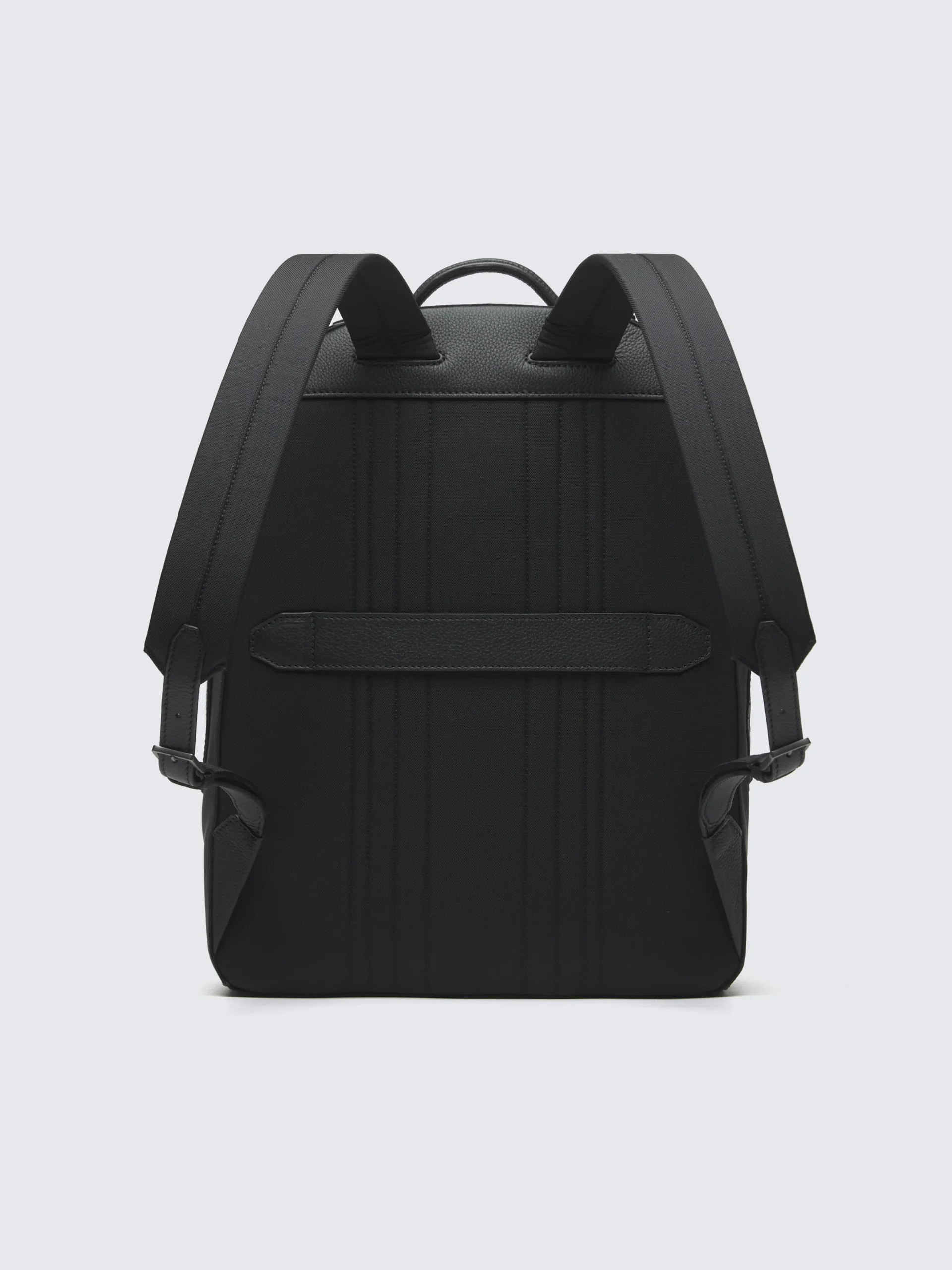 Black nylon and grained leather backpack