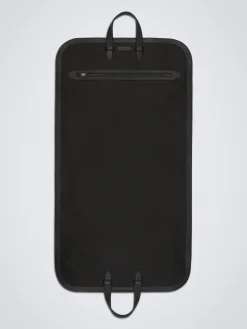 Black nylon and grained leather garment bag