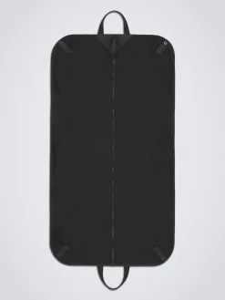 Black nylon and grained leather garment bag