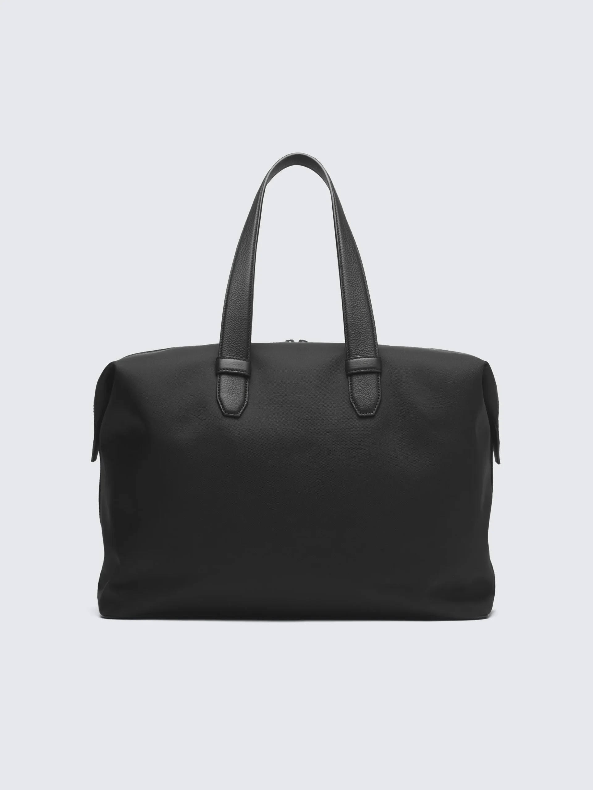 Black nylon and grained leather city bag