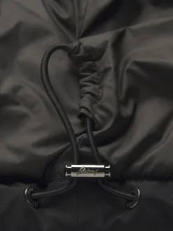 Black technical wool and nylon long puffer