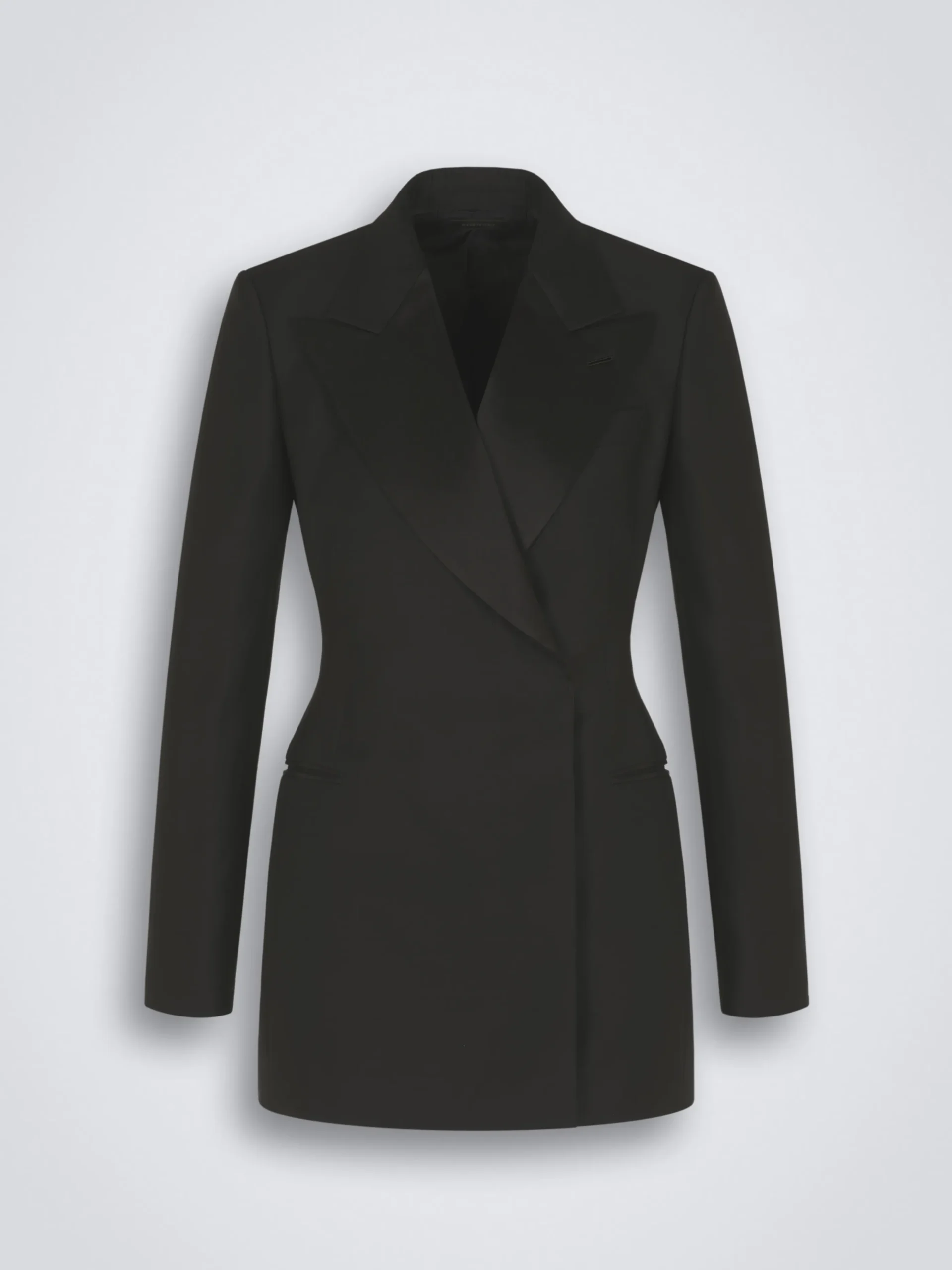 Black wool and silk Flaminia double-breasted jacket