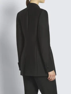 Black wool and silk Flaminia double-breasted jacket