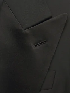 Black wool and silk Flaminia double-breasted jacket