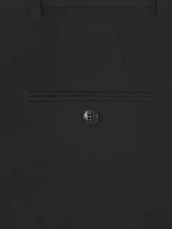 Black wool and silk satin flare trousers