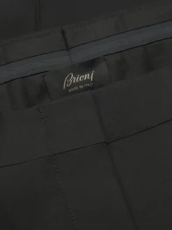 Black wool and silk satin flare trousers
