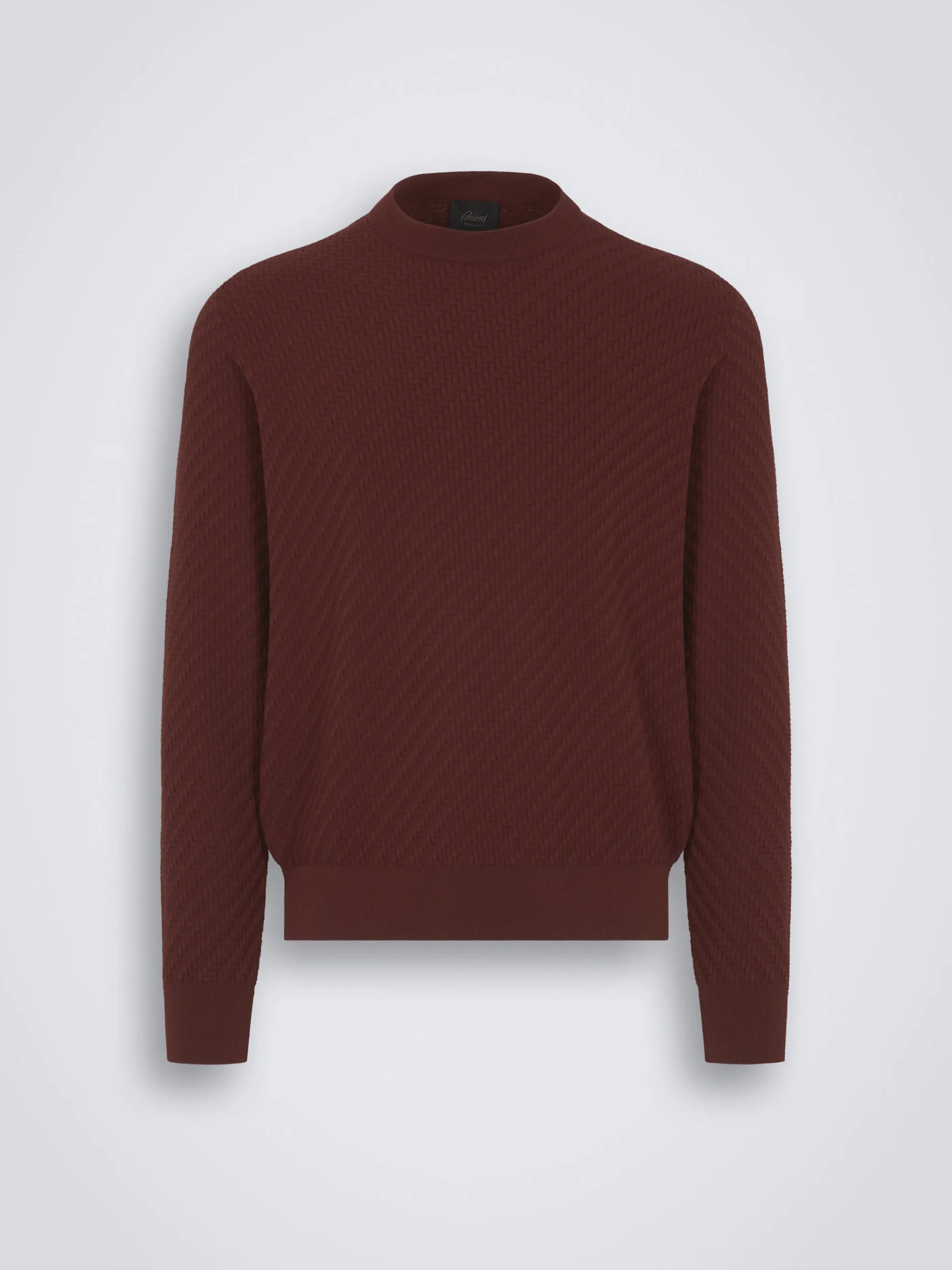 Bordeaux organic cotton, silk and cashmere Trama weave crewneck sweater