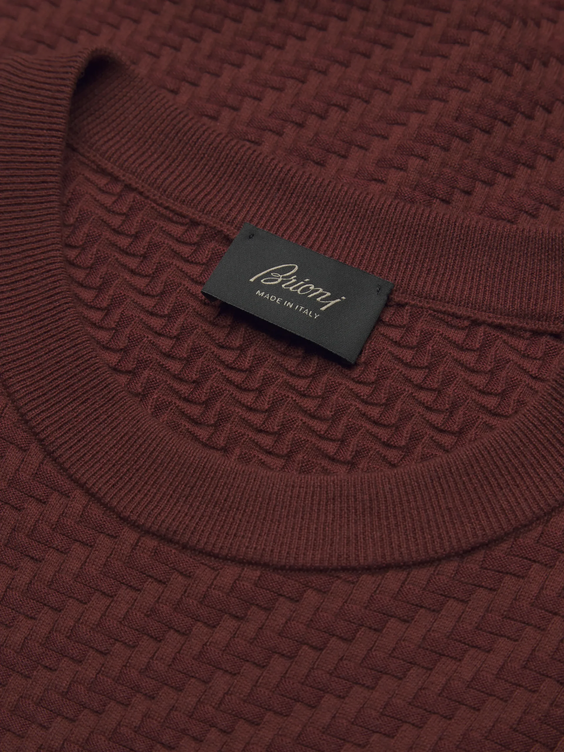 Bordeaux organic cotton, silk and cashmere Trama weave crewneck sweater