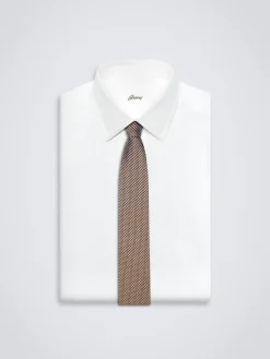 Brown and lead grey silk dégradé tie