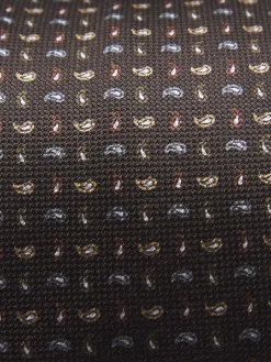 Brown paisley motif silk tie